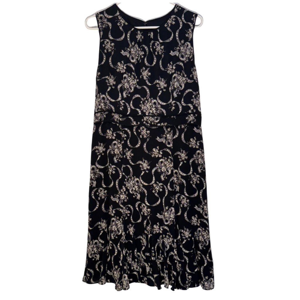Talbots Floral Crepe Fit & Flare Dress Black And White Floral Size 10 Petite
